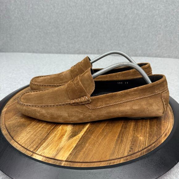 To Boot New York "Mitchum" Men's 11 Suede Moc Toe Penny Loafer Brown Shoes - Picture 3 of 6